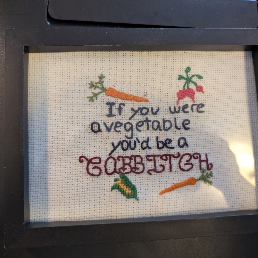 Framed Vegetable Cross Stitch Art